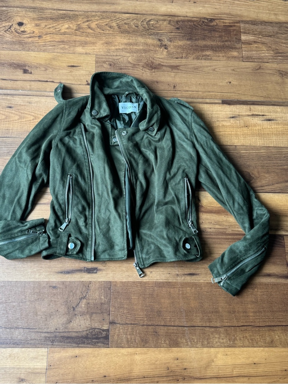 Vigoss Olive Green Suede Moto Jacket